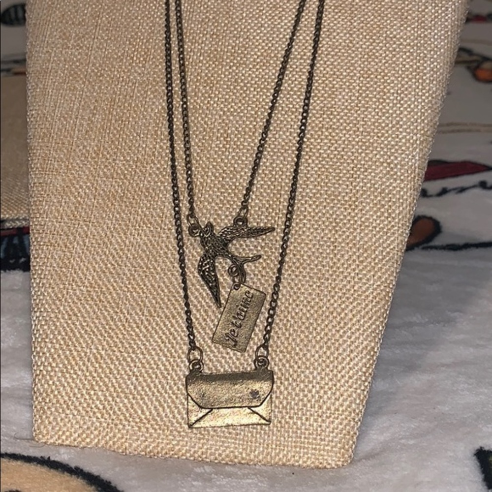 Bird Mail Love necklace NWT bronze Long vintage